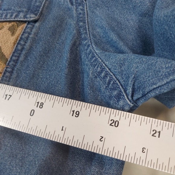 Lemon Grass Womens Denim Floral Tapestry Jacket Blue Medium Wash Button Up M - Picture 6 of 7